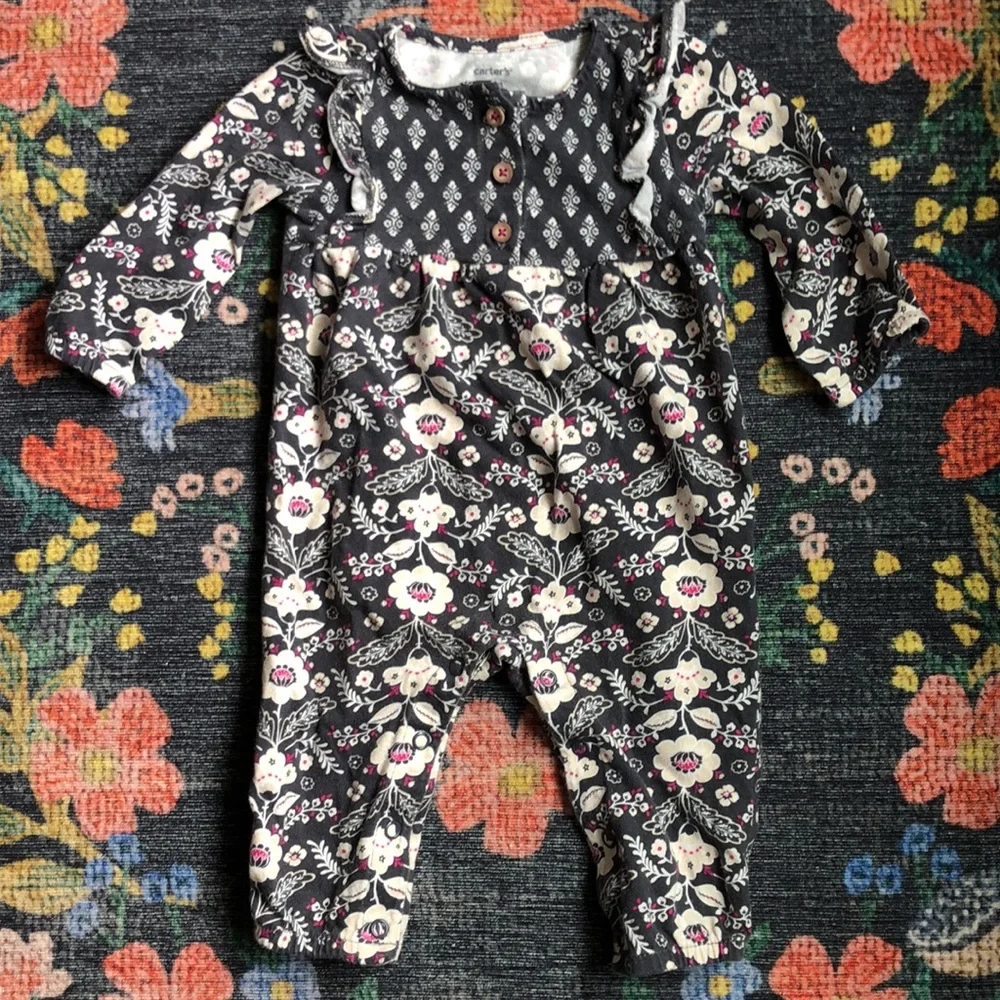 Carters Baby Girl Floral Romper Jumpsuit, Size 6 Months